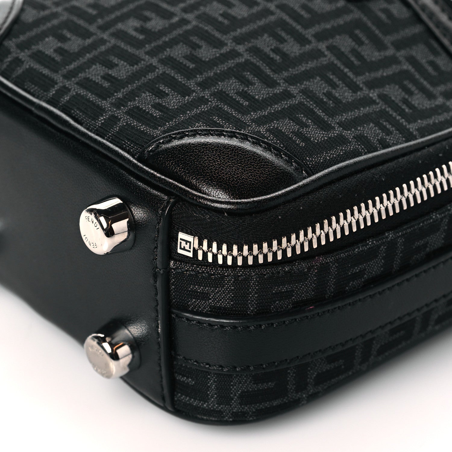 Fendi Recycled Fabric Jacquard Vitello Astro Micro FF Mini Trolley Bag Asfalto Black 10 of 10