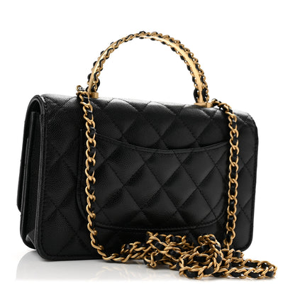 Chanel Shiny Caviar Quilted Pick Me Up Wallet On Chain WOC Black 3 of 12
