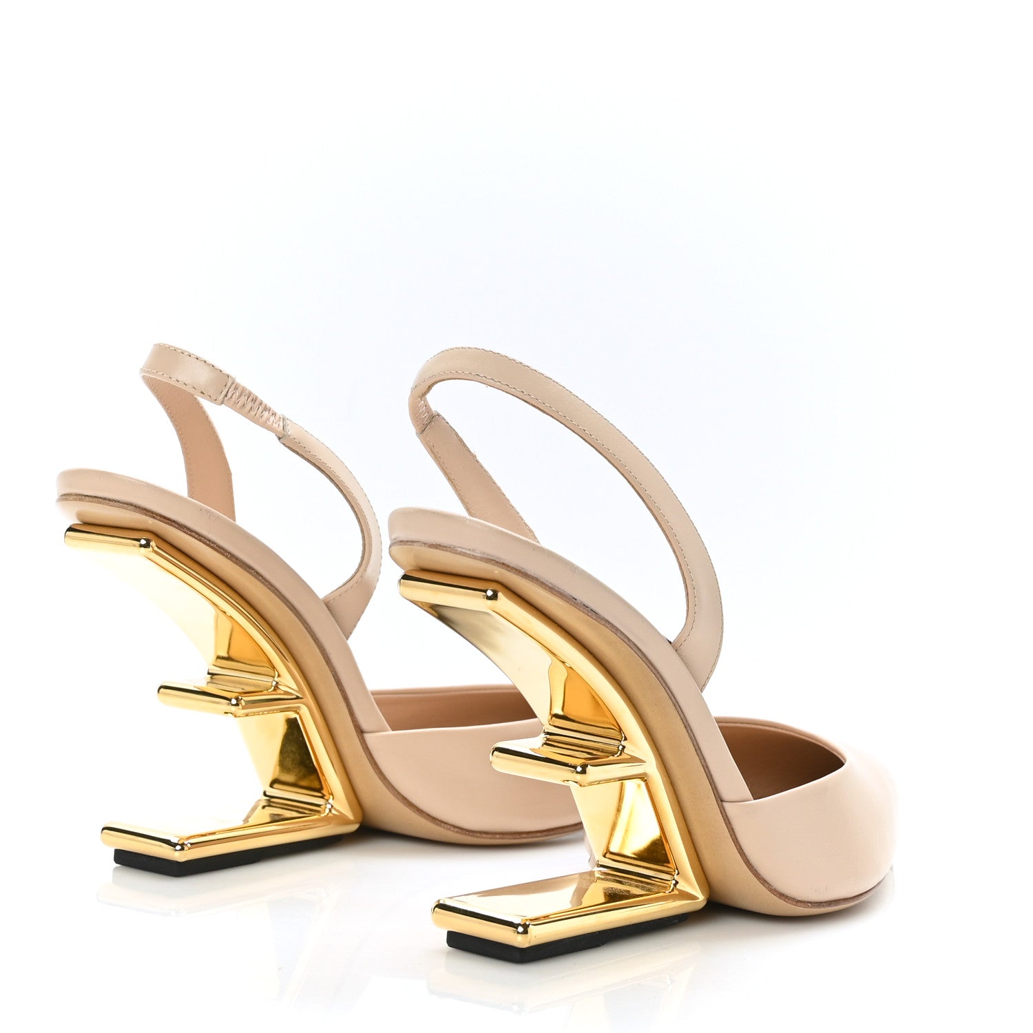 Fendi Vitello Fendi First 95mm Slingback Sandals 39 Poudre 4 of 8