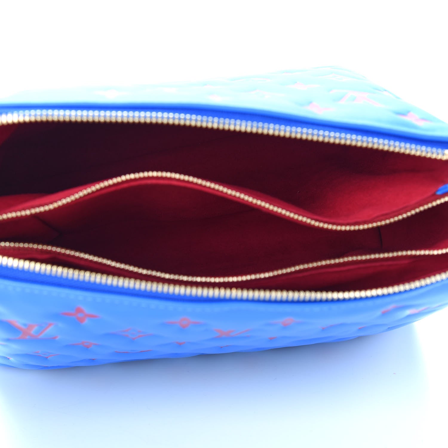 Louis Vuitton Lambskin Embossed Monogram Vuittamins Coussin PM Blue Red 5 of 8