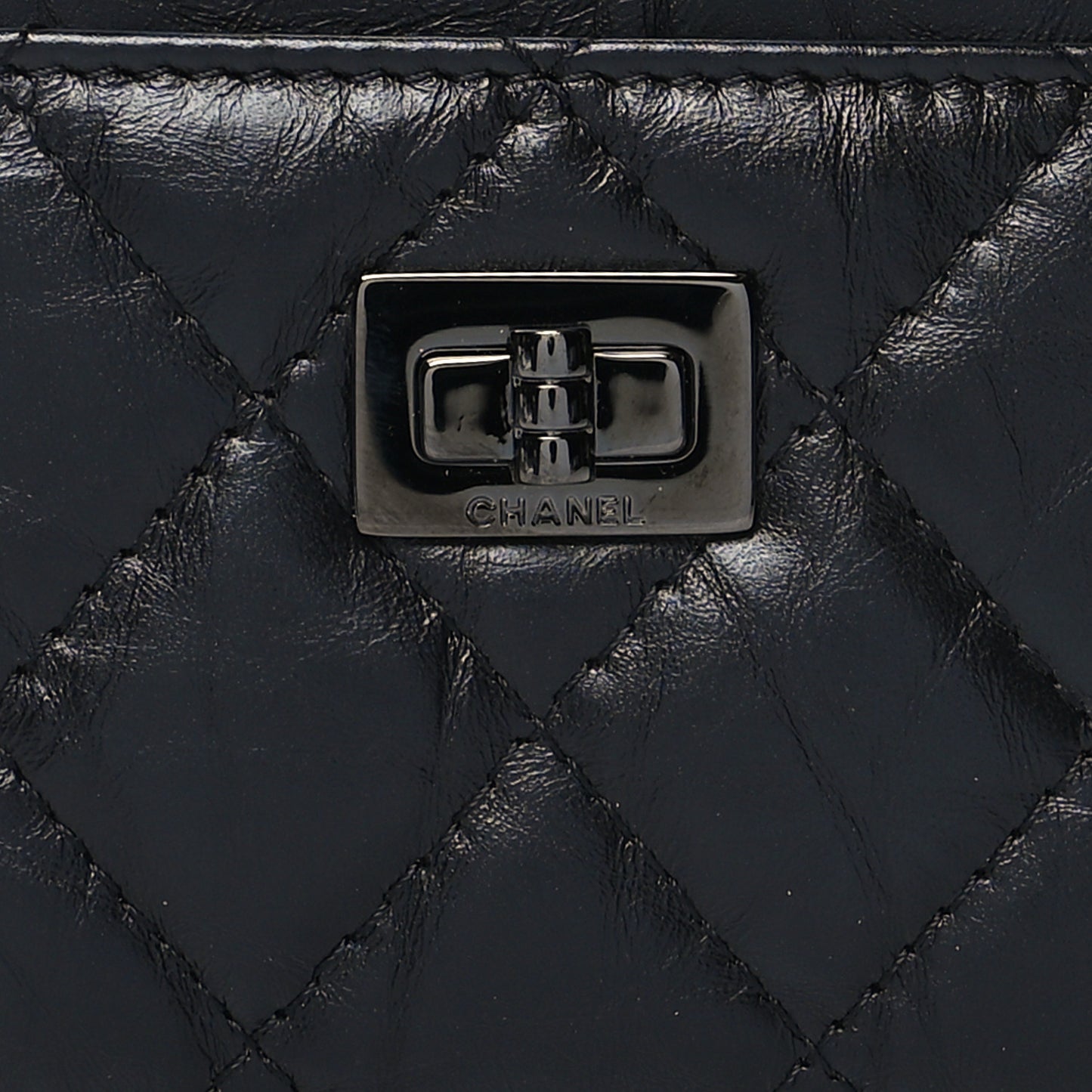 Aged Calfskin Quilted Reissue Card Holder Black