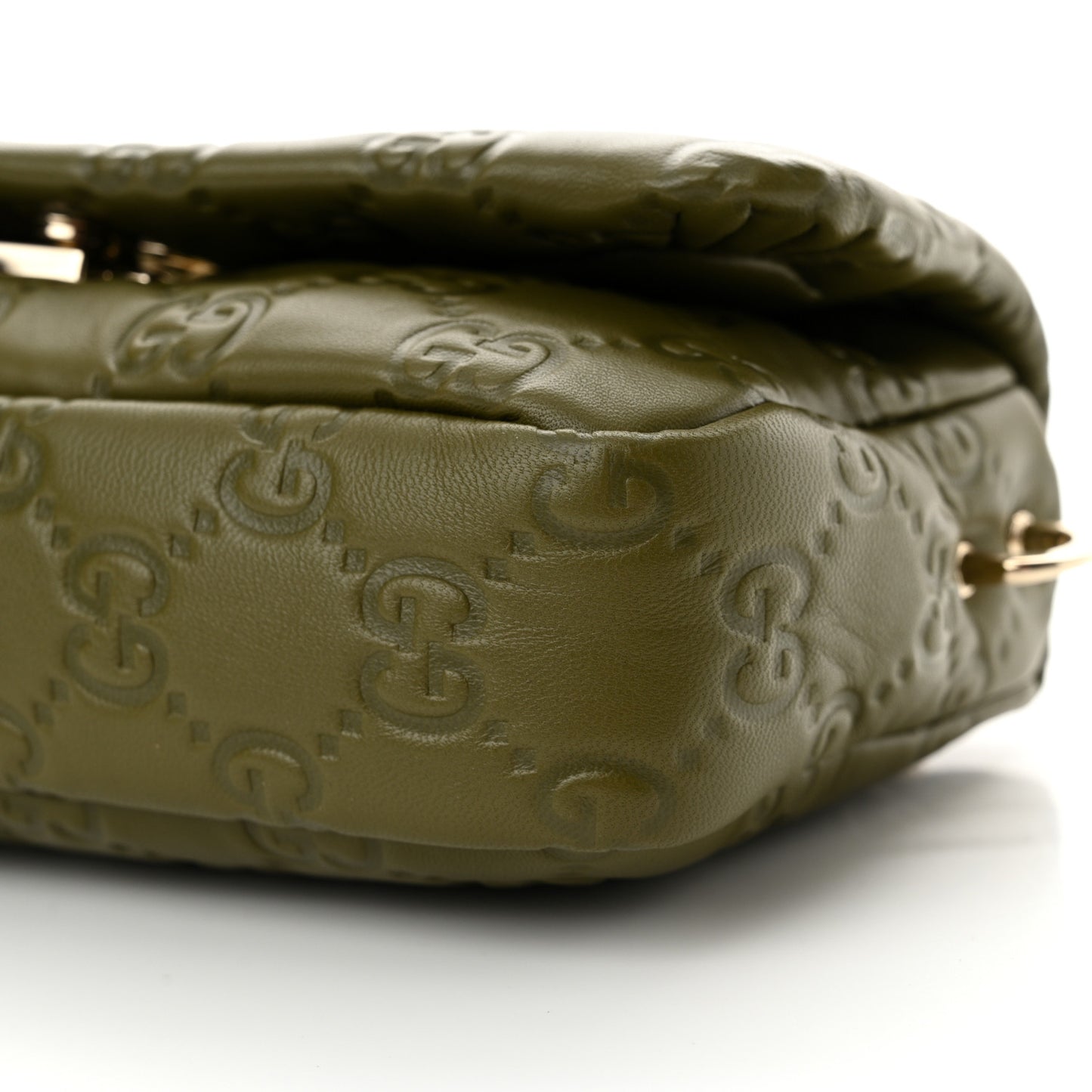 Lambskin Embossed Mini GG Milano Top Handle Shoulder Bag Green