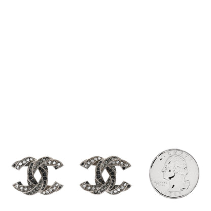 Chanel Crystal CC Twisted Earrings Silver 2 of 5