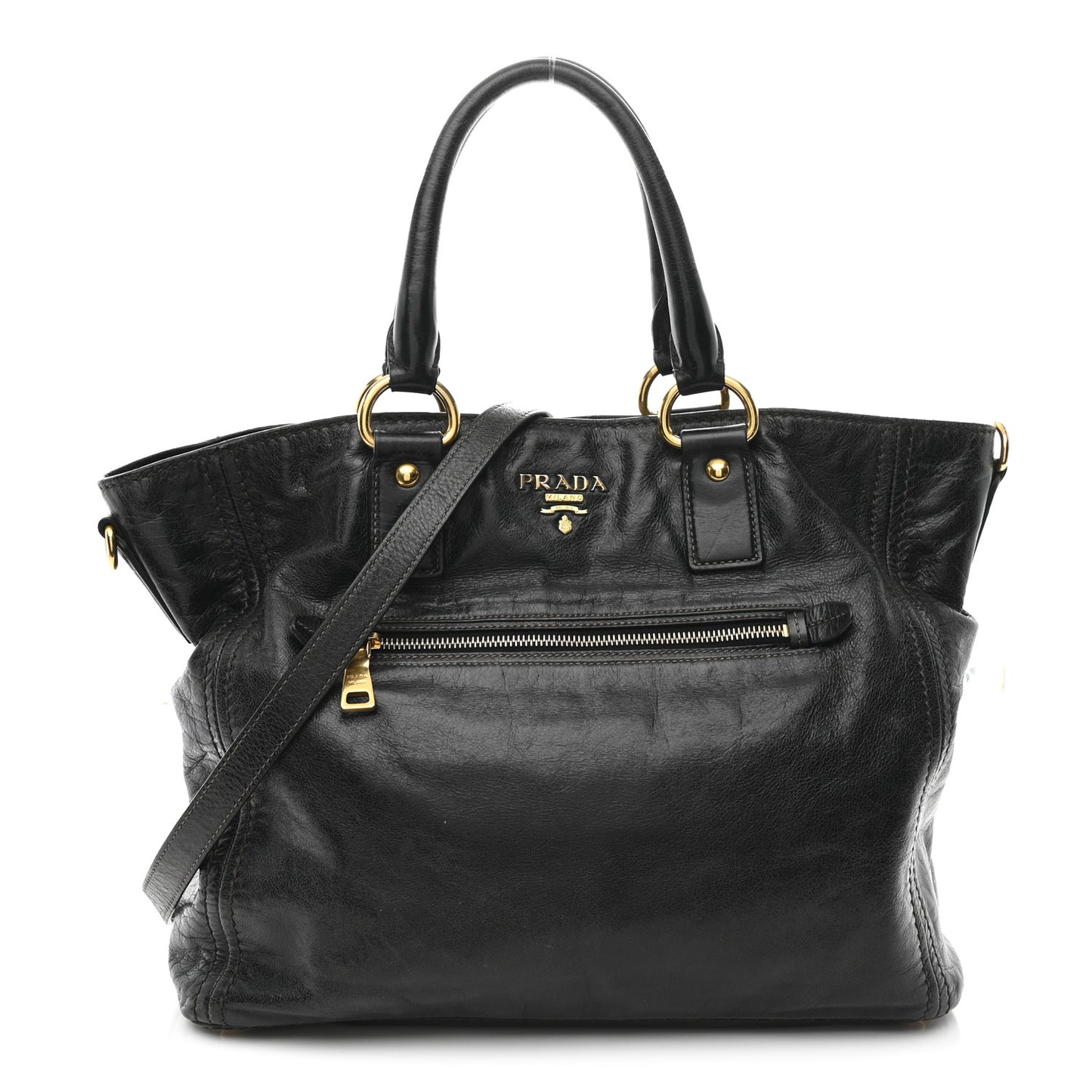 Vitello Shine Shopping Satchel Dark Green
