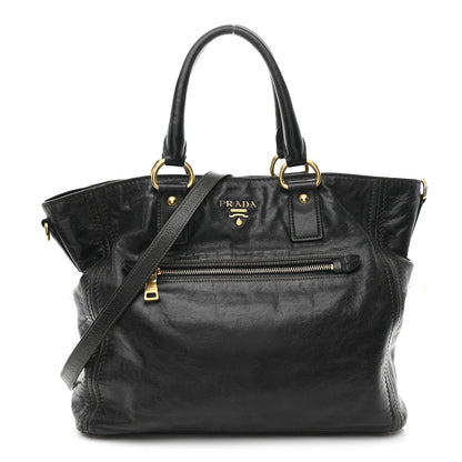 Prada Vitello Shine Shopping Satchel Dark Green 1 of 13