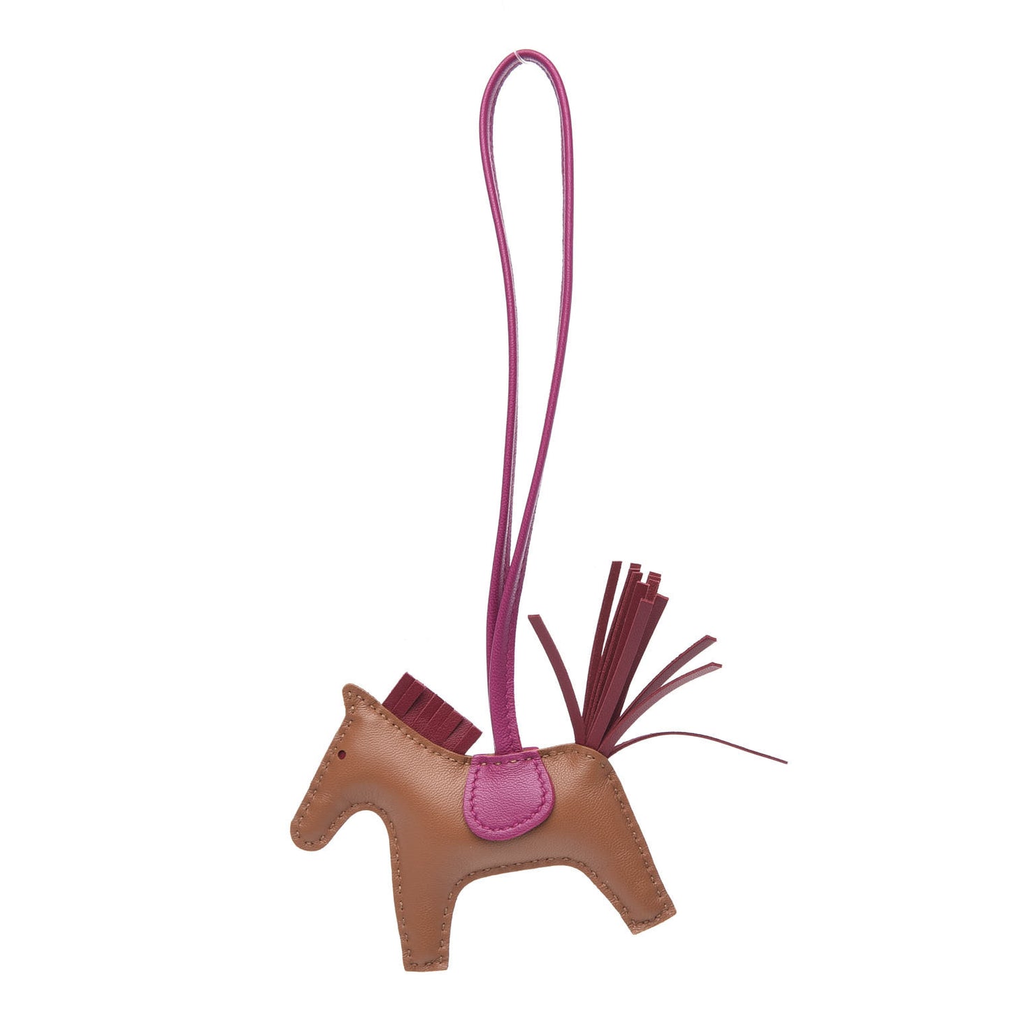 Milo Lambskin Grigri Rodeo Horse Bag Charm PM Sesame Grenat Rose Poupre