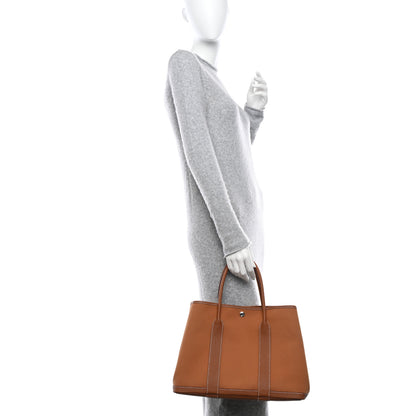 Hermes Toile Militaire Vache Country Verso Garden Party 36 PM Gold Dune Magnolia 2 of 10
