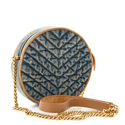 Saint Laurent Denim Quilted Monogram Round Crossbody Bag Rodeo Blue 2 of 9