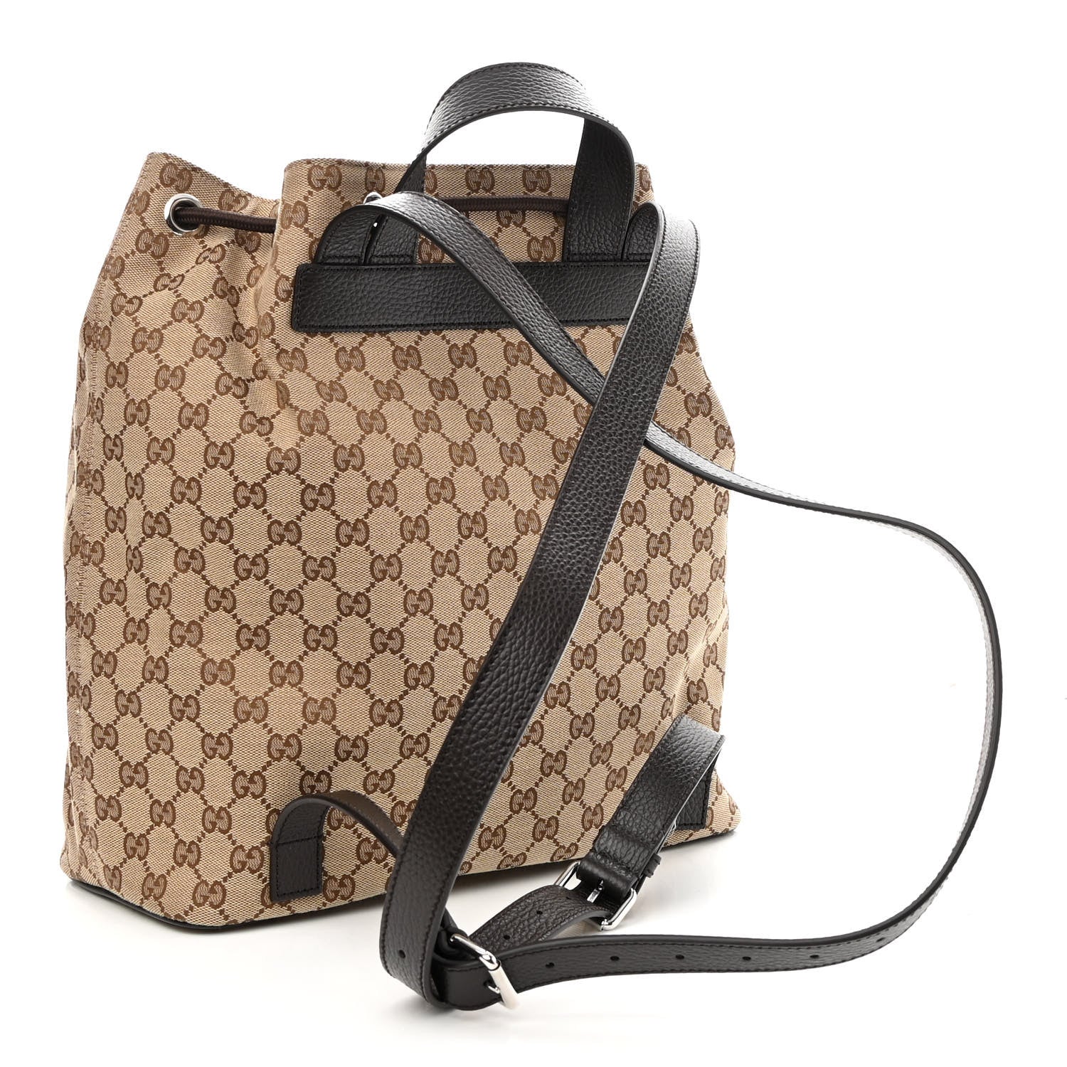 Gucci Monogram Dollar Calfskin O Drawstring Backpack Beige Ebony Testa di Moro Dark Chocolate 3 of 9