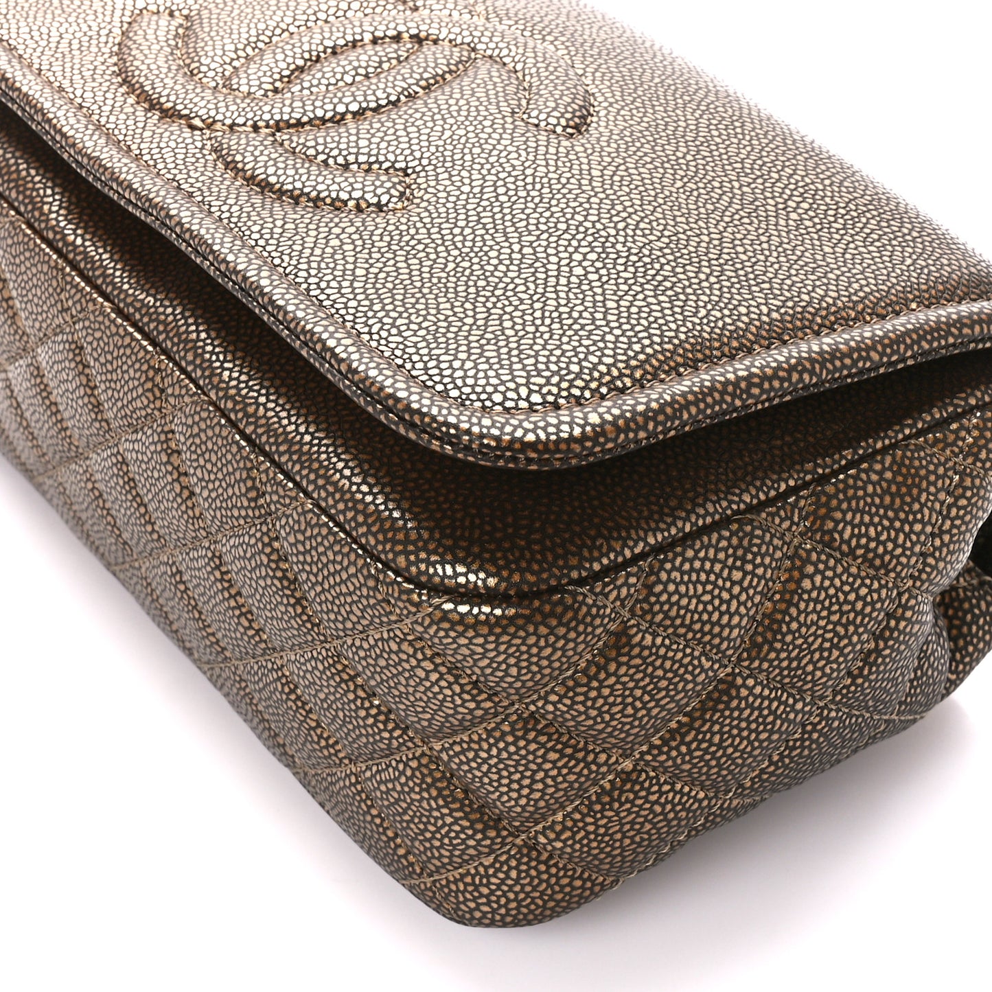 Metallic Caviar Medium Timeless CC Flap Bronze