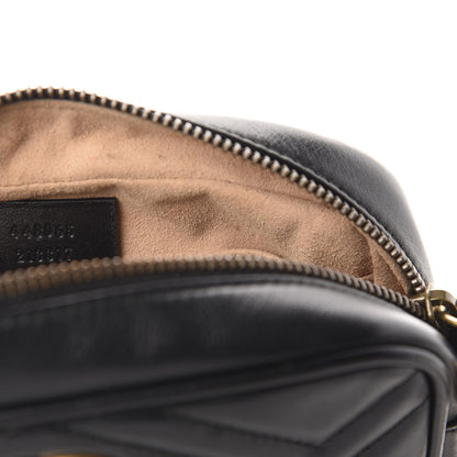 Gucci Calfskin Matelasse Mini GG Marmont Chain Shoulder Bag Black 9 of 10
