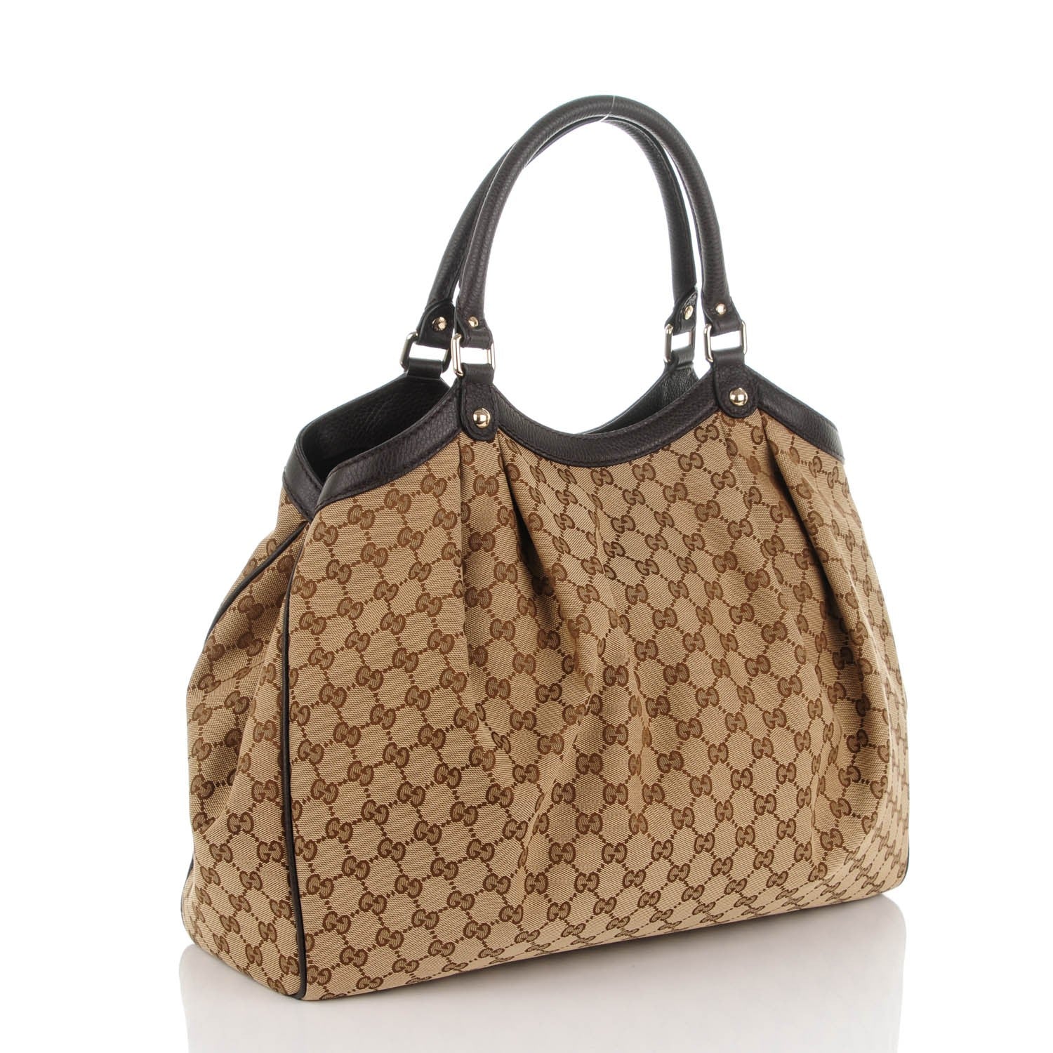 Gucci Monogram Dollar Calfskin Large Sukey Tote Beige Ebony Testa di Moro 3 of 7