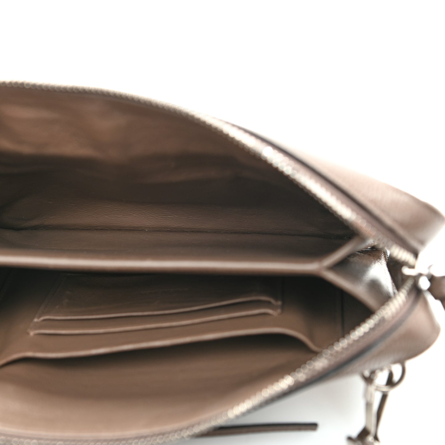 Grained Calfskin Neo Classic Aged Silver Multipouch Mink Grey