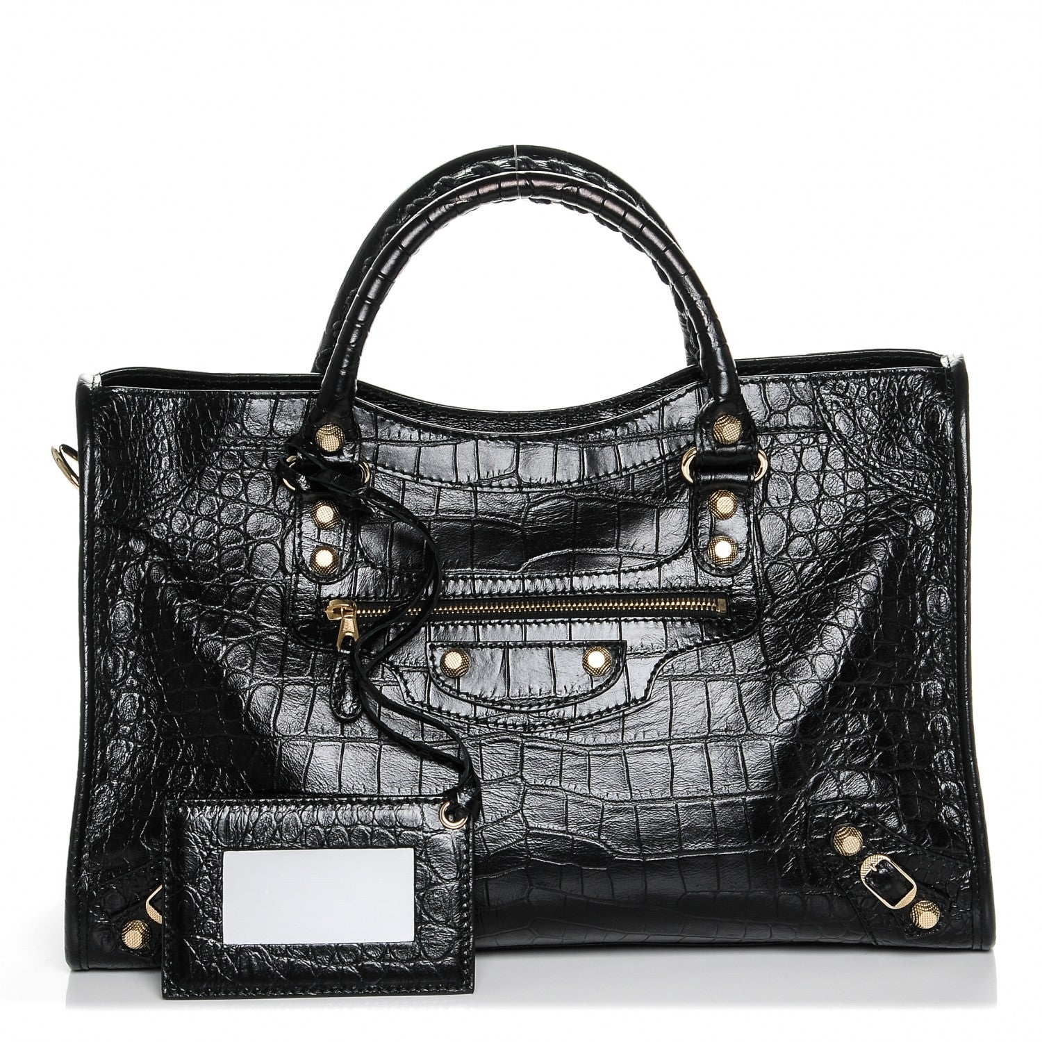 Balenciaga Calfskin Crocodile Embossed Giant 12 Gold Hardware City Black 1 of 6