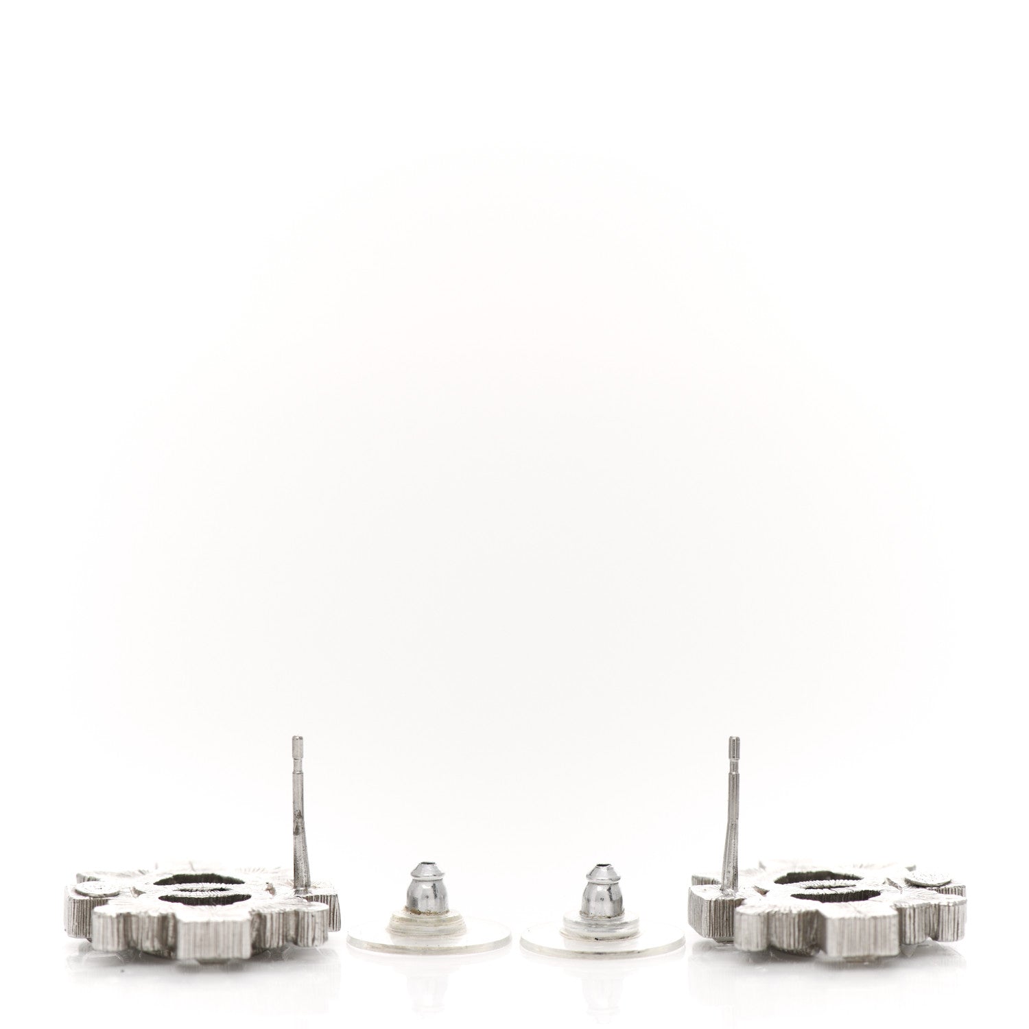 Chanel Swarovski Crystal CC Earrings Silver 4 of 4