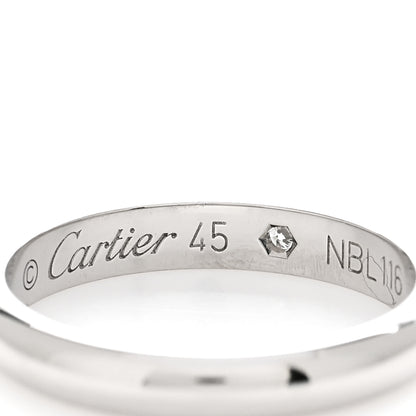 Cartier Platinum Diamond 2.6mm 1895 Wedding Band Ring 45 3.25 4 of 5