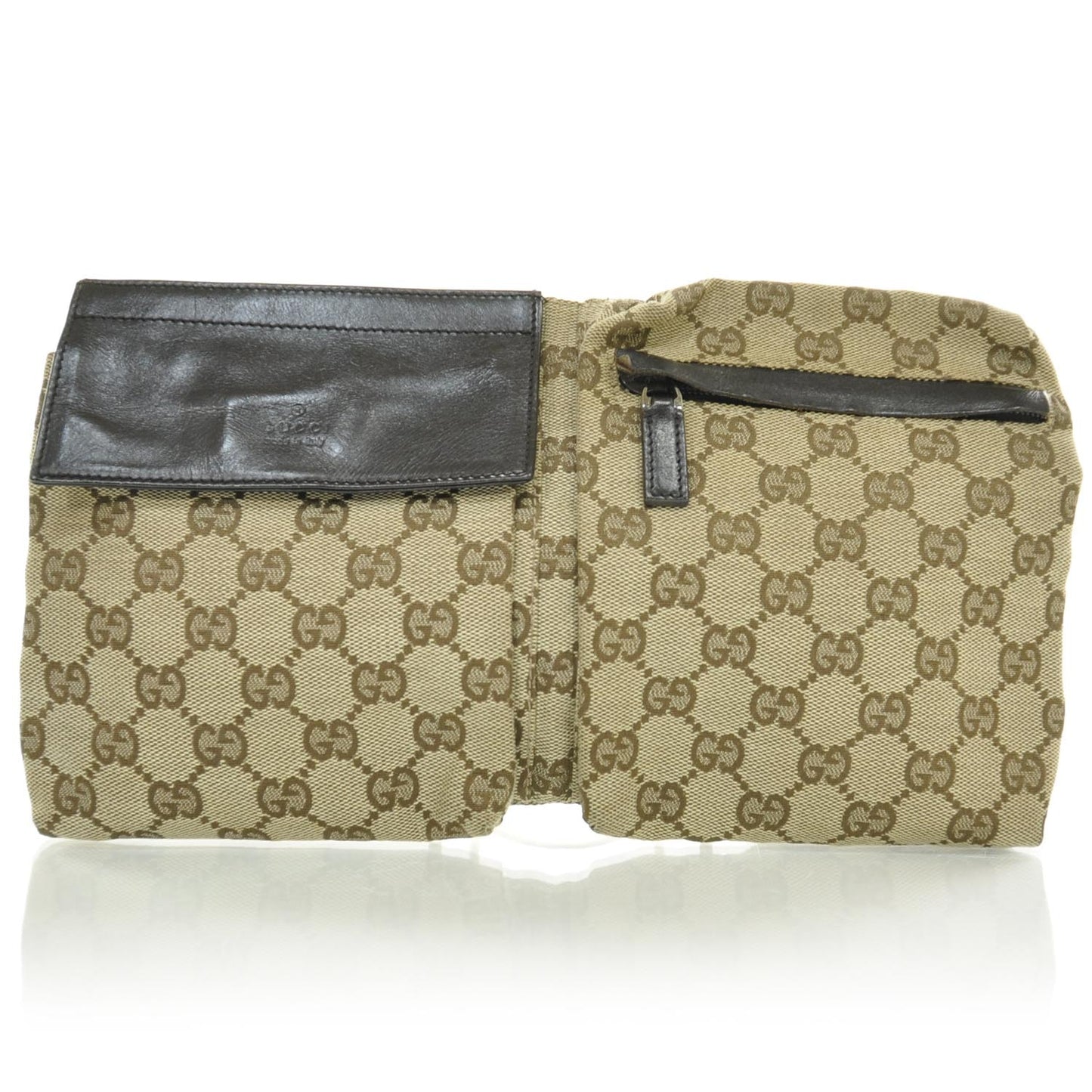 GG Monogram Web Double Pocket Belt Bag Ebony