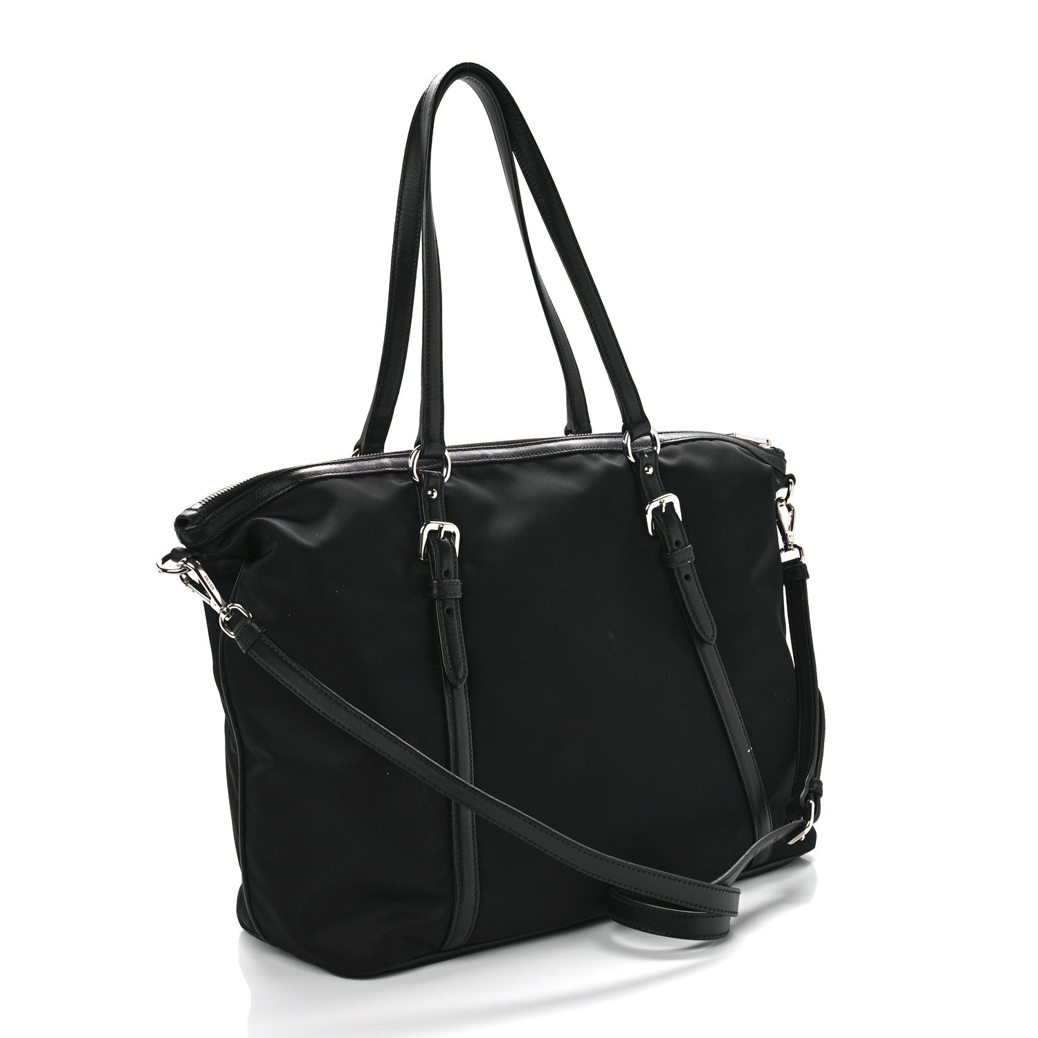 Prada Tessuto Nylon Calfskin Shopping Tote Black 3 of 8