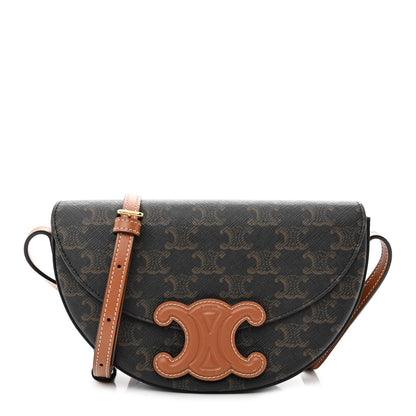 Celine Calfskin Triomphe Canvas Besace Tan 1 of 10