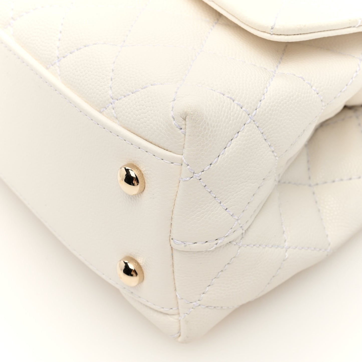 Caviar Quilted Mini Coco Handle Flap White