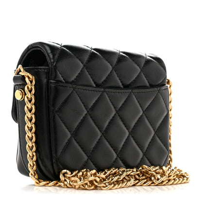 Chanel Shiny Crumpled Lambskin Quilted Mini Giant CC Flap Black 3 of 12