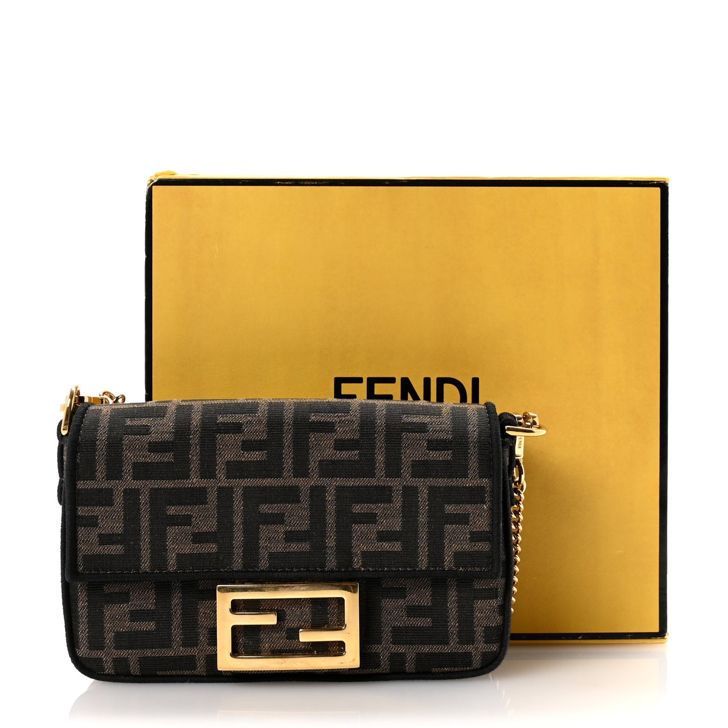 Fabric Jacquard FF 1974 Mini Baguette Tobacco Moro Black