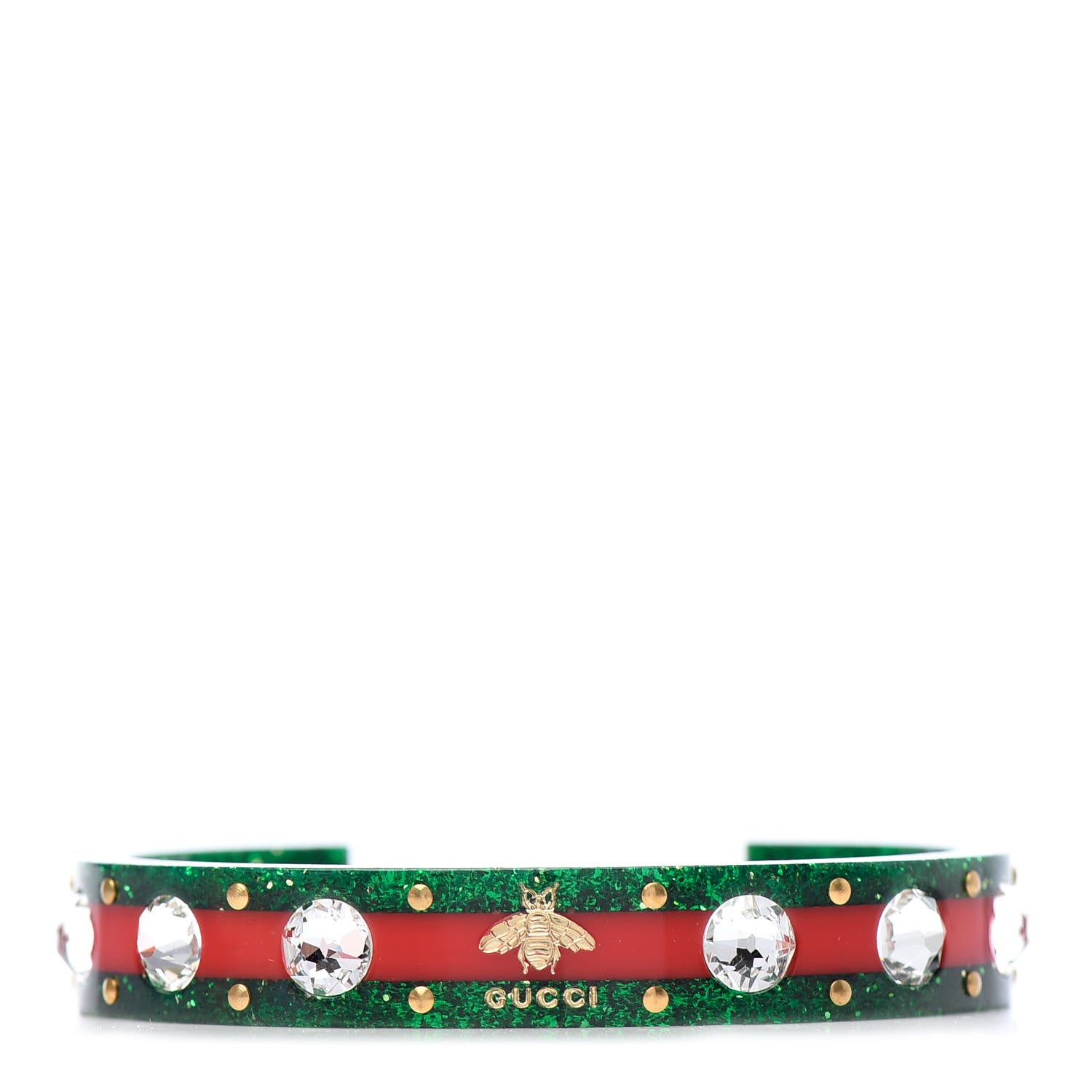 Gucci Crystal Web Cuff 18 Green Red 1 of 5