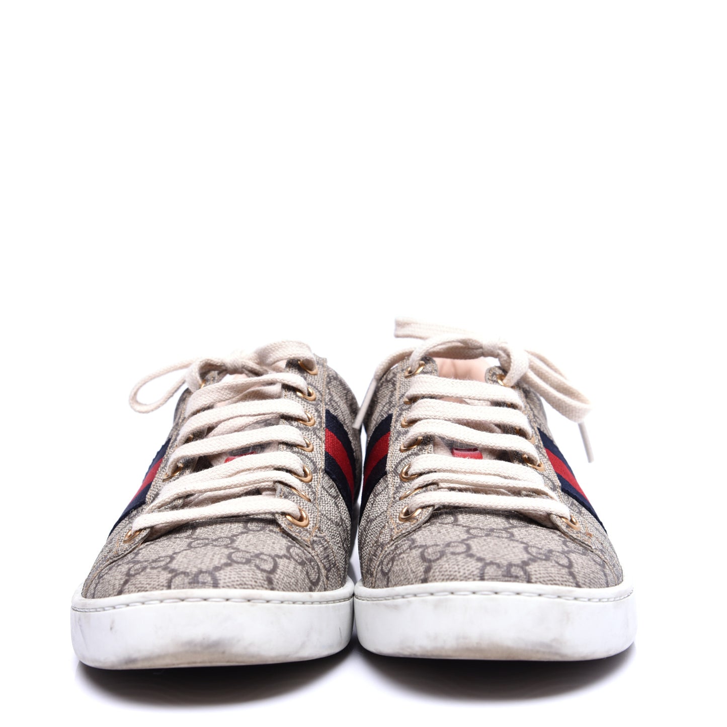 GG Supreme Monogram Ayers Web Womens Ace Sneakers 37 Beige