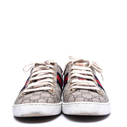 Gucci GG Supreme Monogram Ayers Web Womens Ace Sneakers 37 Beige 2 of 13