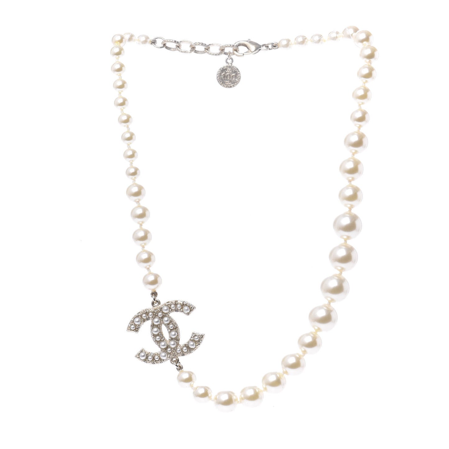 Graduated Pearl CC Short Necklace Gold
