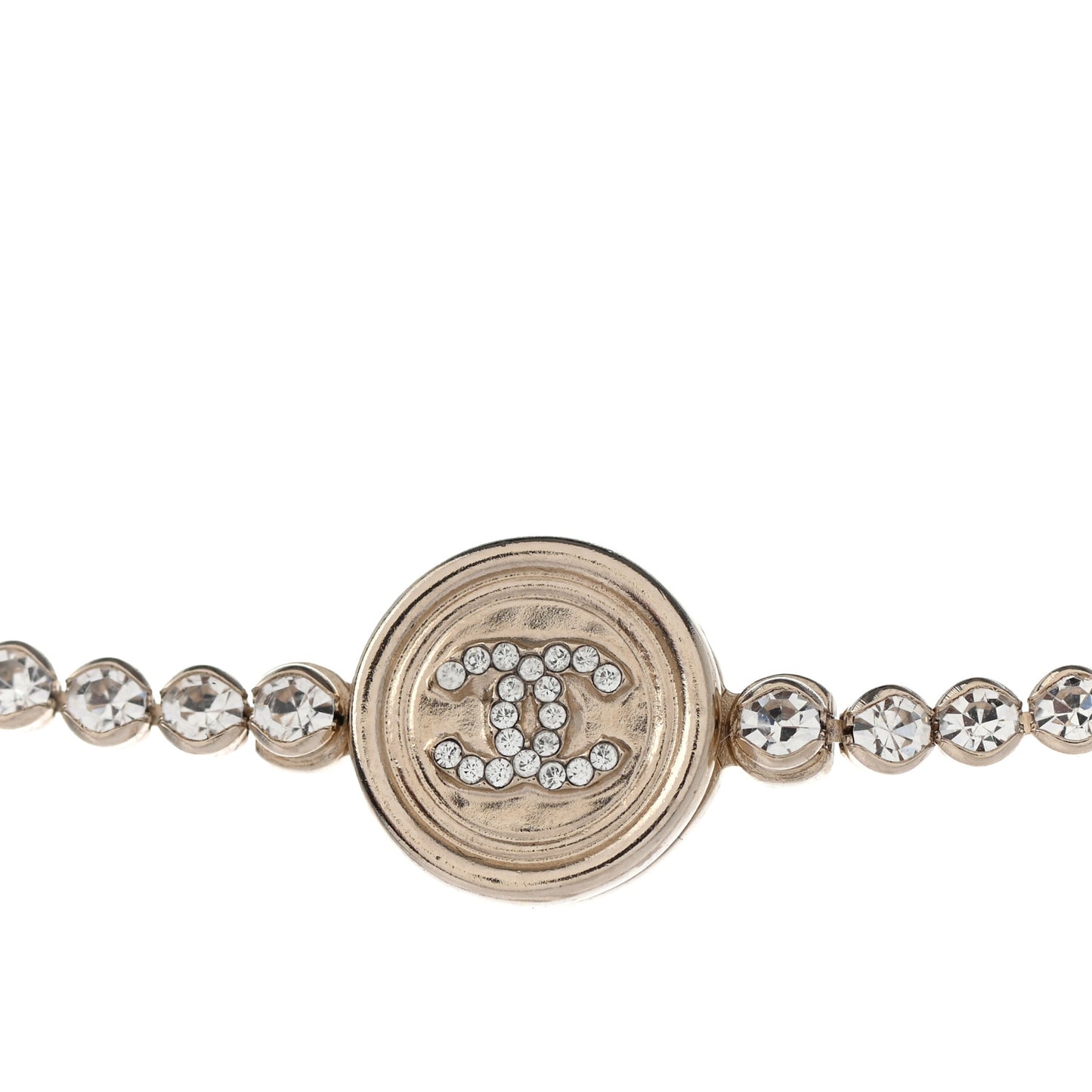 Crystal CC Chain Short Necklace Gold