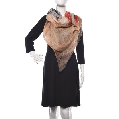 Chanel Cashmere Texas CC Scarf Beige Red Blue 2 of 3