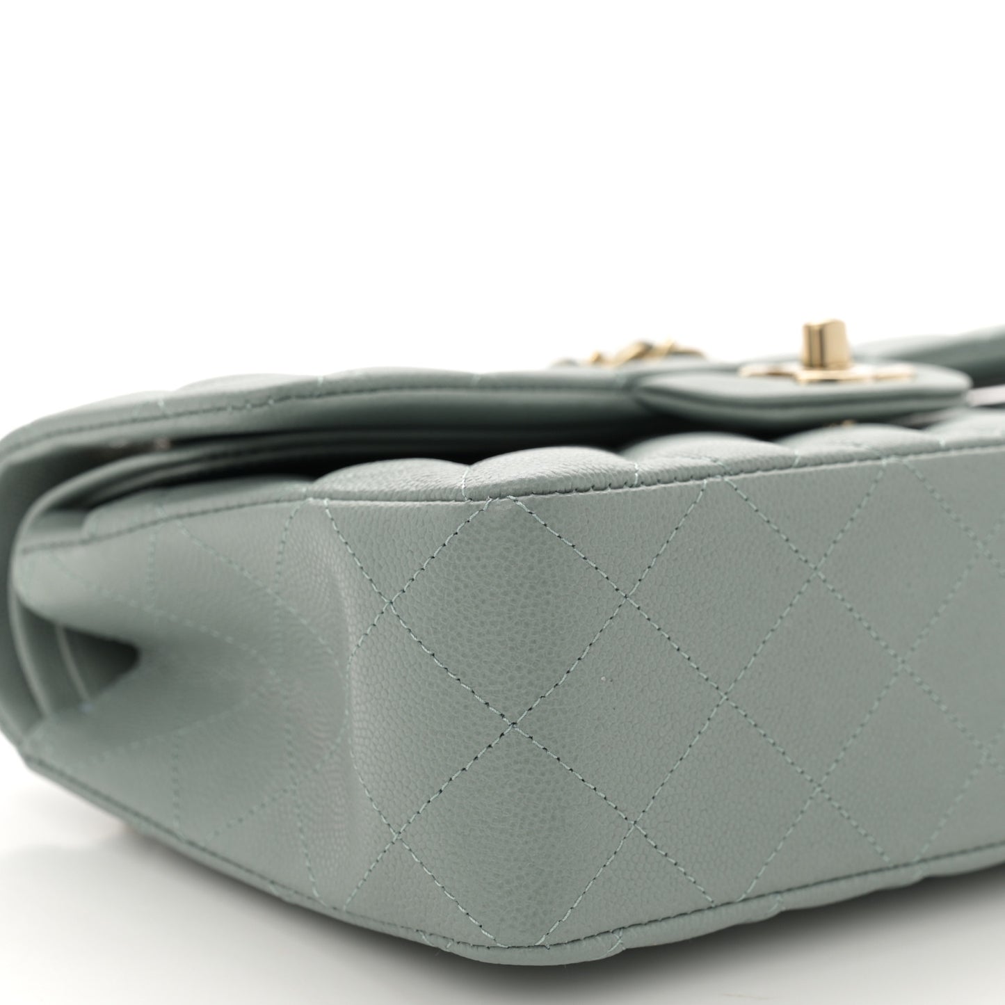 Caviar Quilted Small Double Flap Light Blue