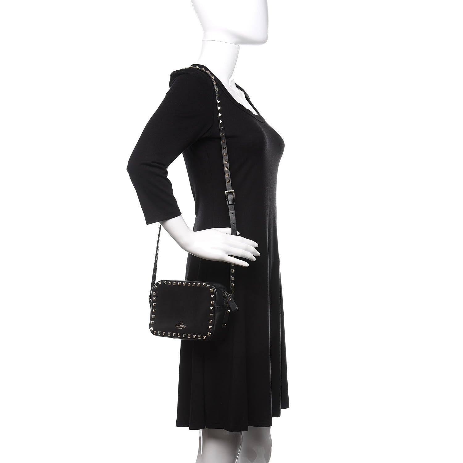 Valentino Garavani Calfskin Rockstud Camera Crossbody Bag Black 2 of 9