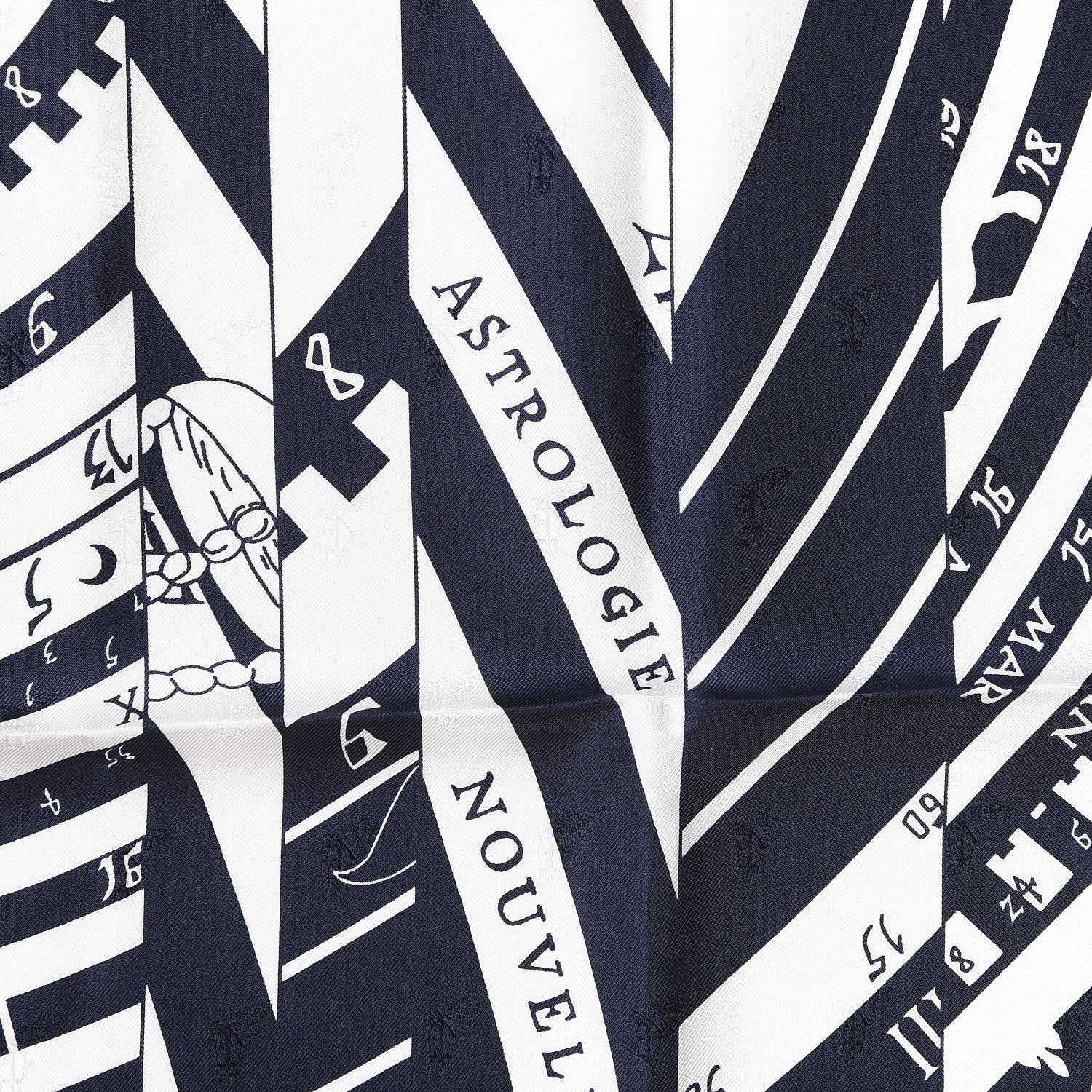 Hermes Silk Carre Astrologie Nouvelle Tattoo Scarf 90 Marine White 5 of 6