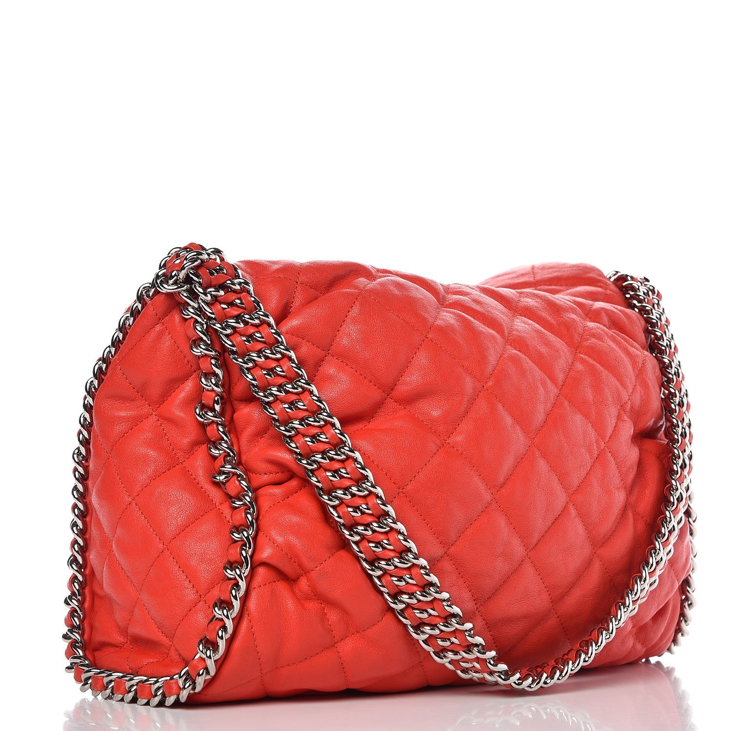 Chanel Washed Lambskin Chain Around Hobo Red 5 of 14