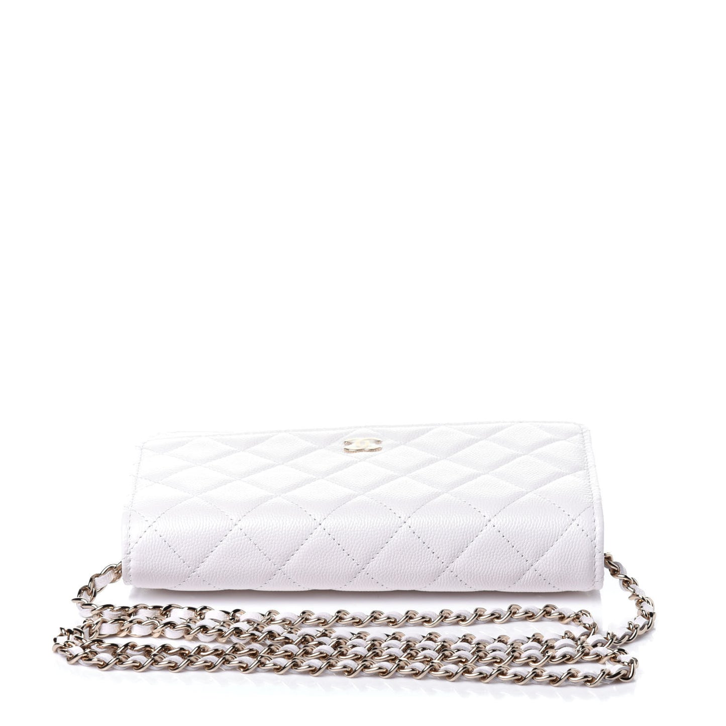 Caviar Quilted Wallet On Chain WOC White