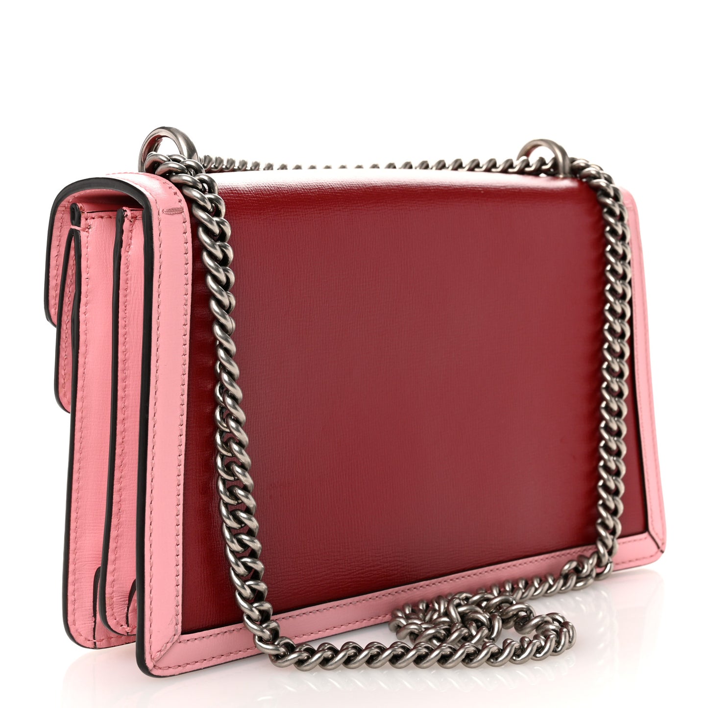 Azalea Calfskin Enamel Small Dionysus Shoulder Bag New Cherry Red Wild Rose Off White
