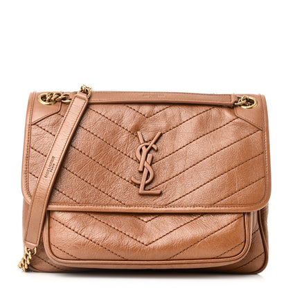 Saint Laurent Crinkled Calfskin Matelasse Monogram Medium Niki Chain Satchel Light Burnt 1 of 11