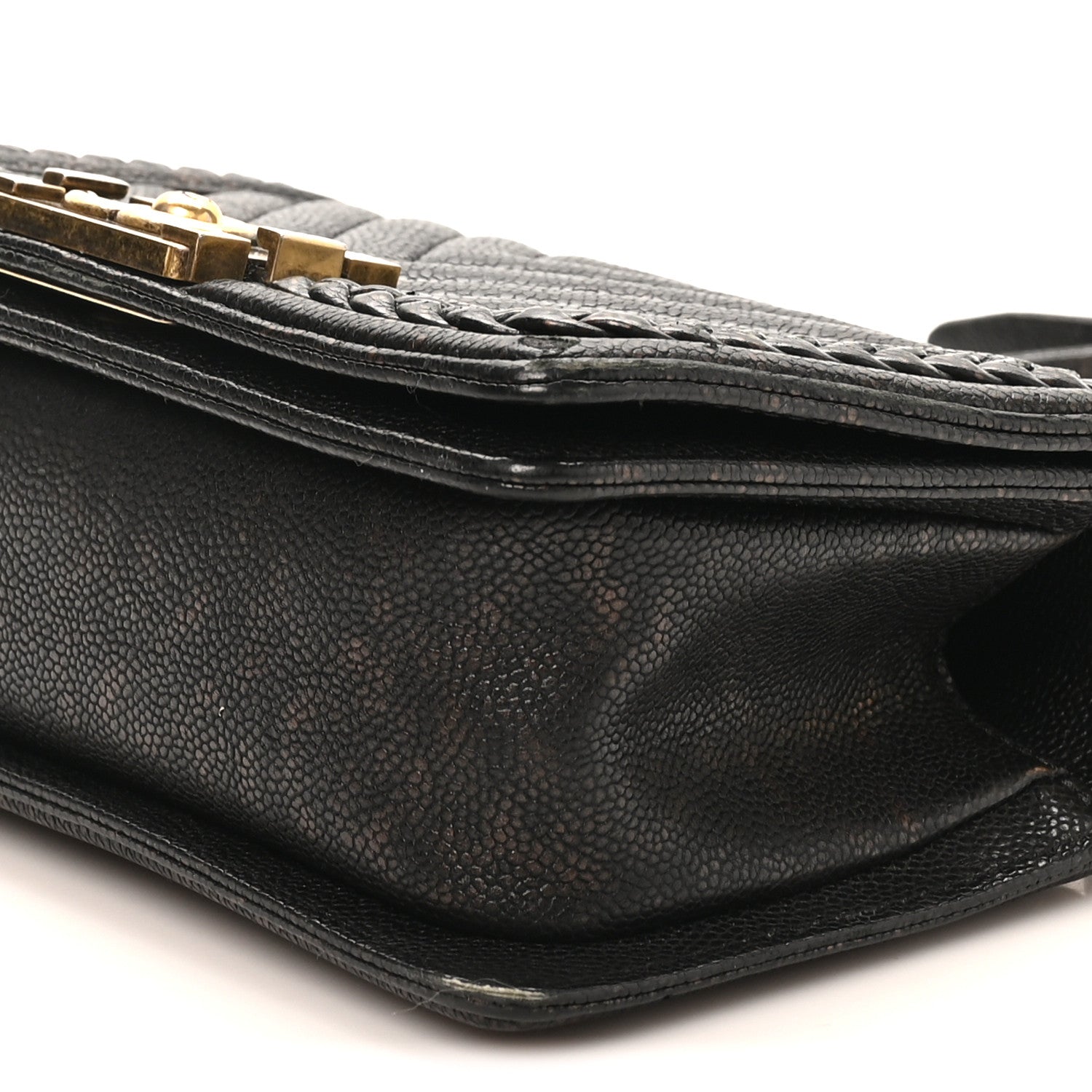 Chanel Patinated Calfskin Braid Around Chevron Small Boy Flap Brown 10 of 10