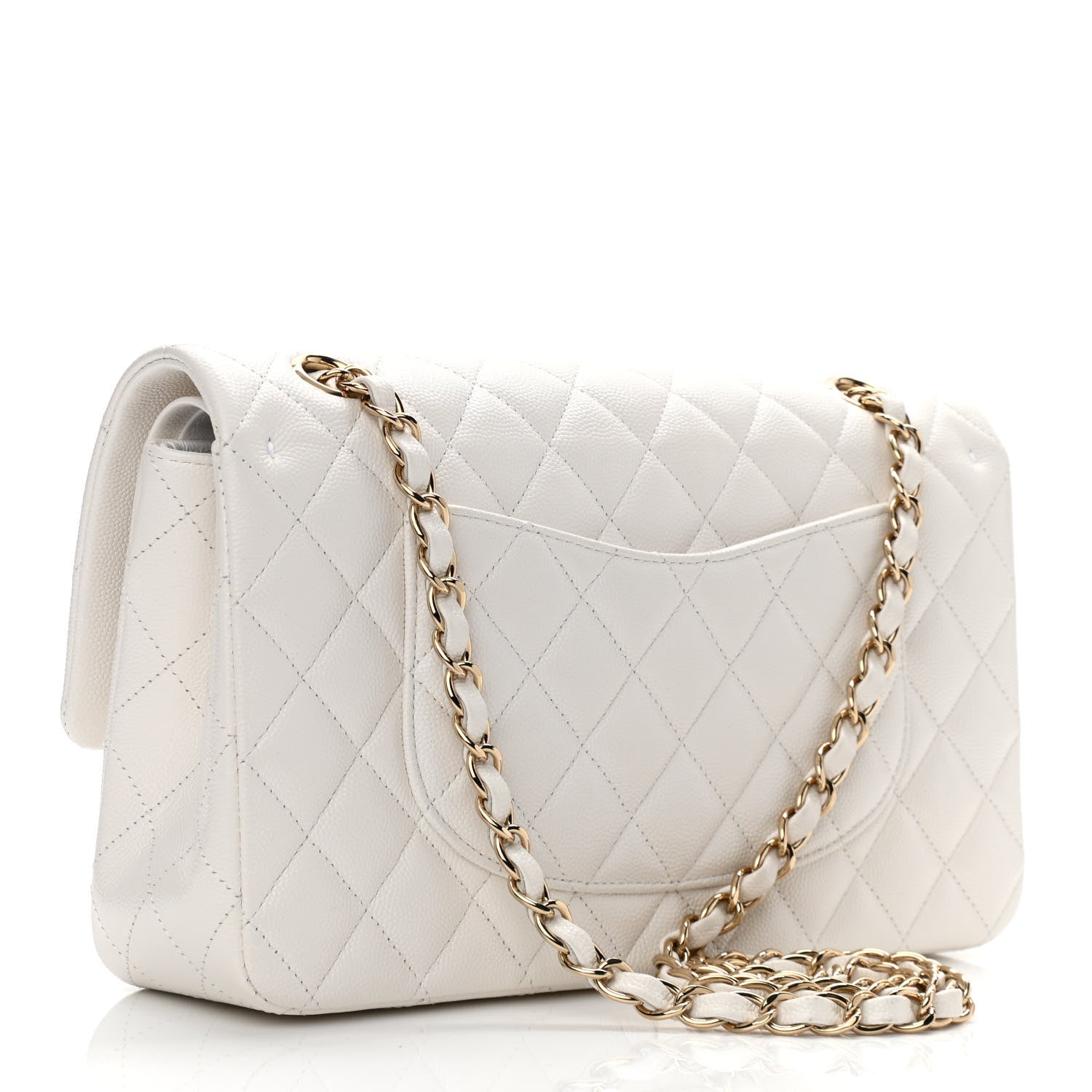 Chanel Caviar Quilted Medium Double Flap White 3 of 10