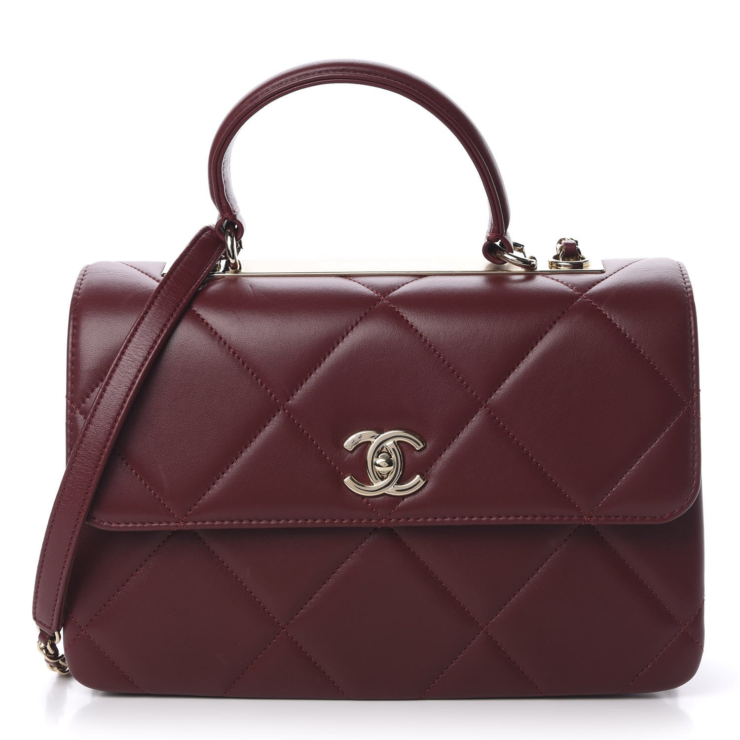 Chanel Lambskin Quilted Medium Trendy CC Flap Dual Handle Bag Burgundy 1 of 12