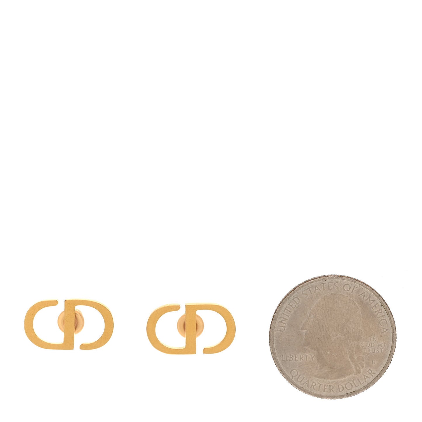 Metal Petit CD Stud Earrings Gold