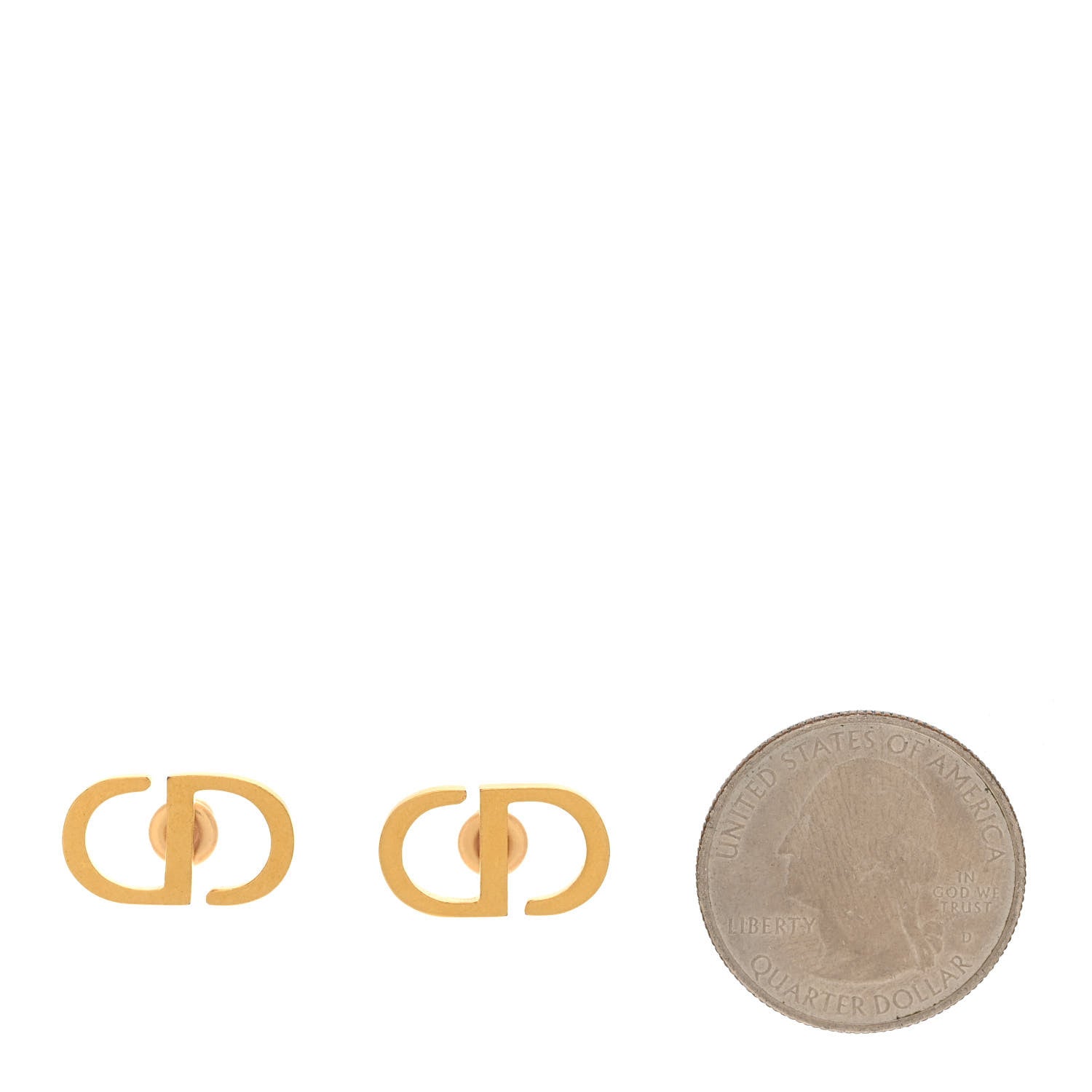 Christian Dior Metal Petit CD Stud Earrings Gold 2 of 4
