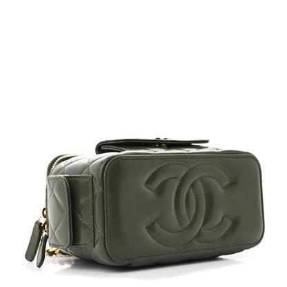 Chanel Lambskin Quilted Polly Pocket East West Top Vanity With Chain Khaki 4 of 11