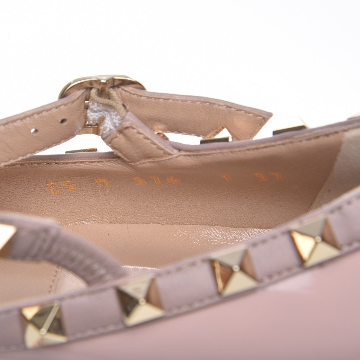 Patent Rockstud Cage Ballerina Flats 37 Water Rose Poudre
