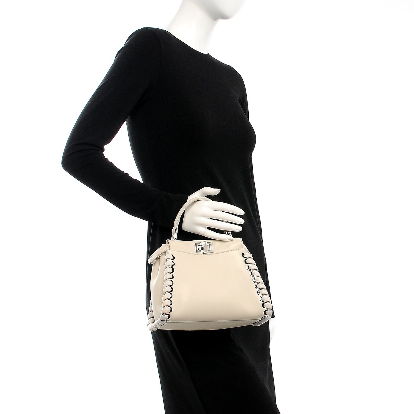 Nappa Lace Up Mini Peekaboo Iconic Satchel Bianco Carta