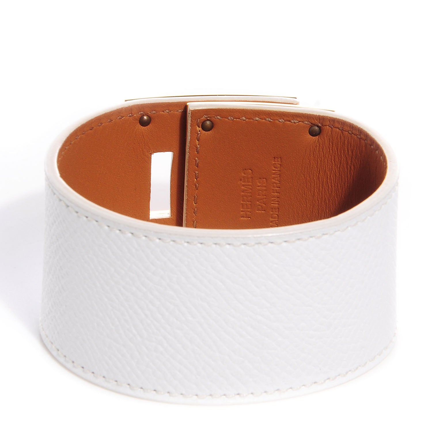 Hermes Epsom Kelly Dog Bracelet White 3 of 6