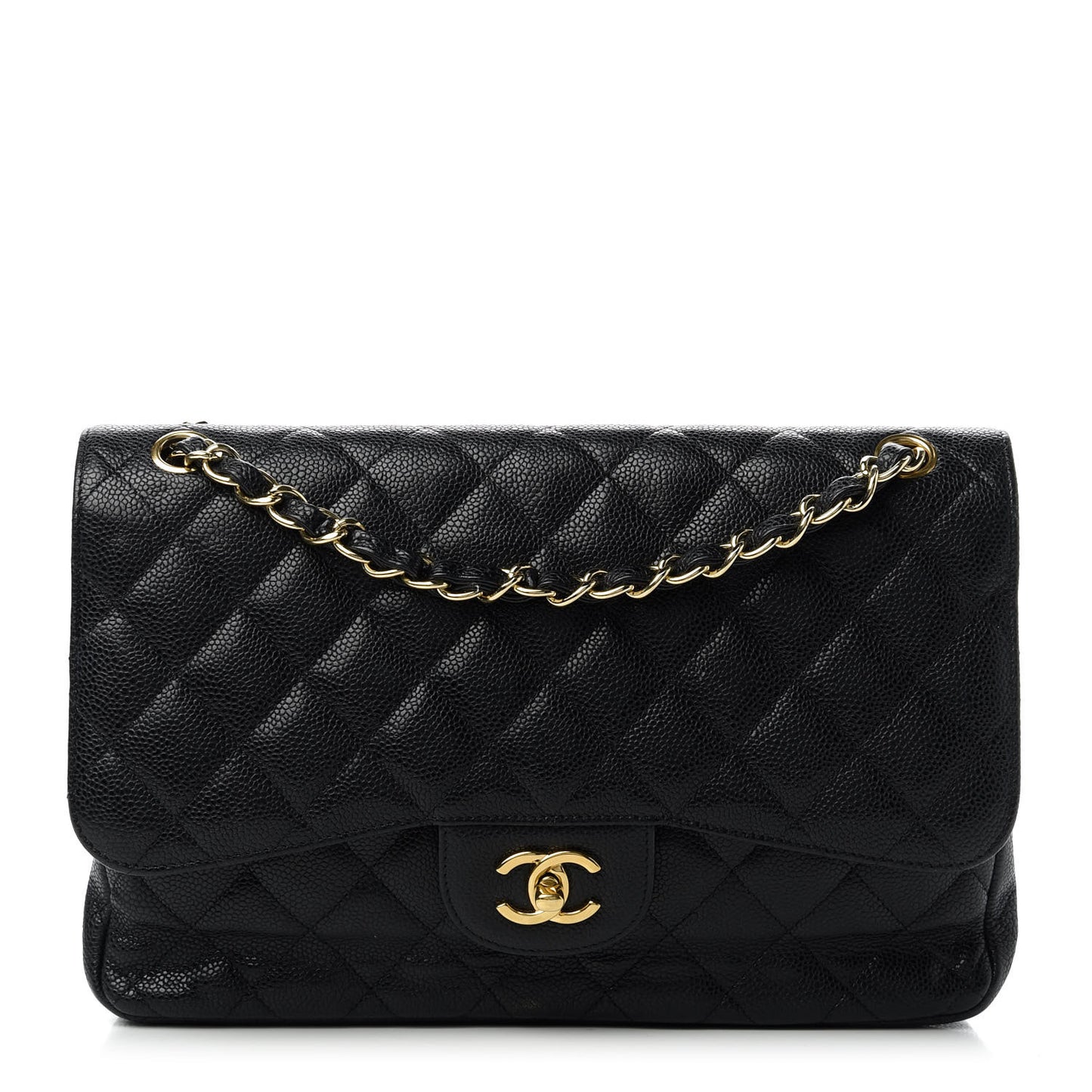 Caviar Quilted Jumbo Double Flap Black