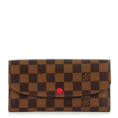 Louis Vuitton Damier Ebene Emilie Wallet Red 1 of 8